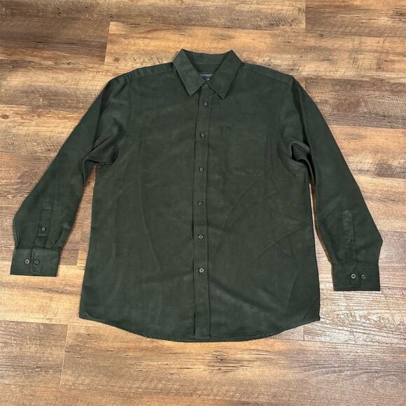 Covington Forest Green Faux Suede Long Sleeve Button-Up Shirt Green L Christmas - Picture 1 of 9